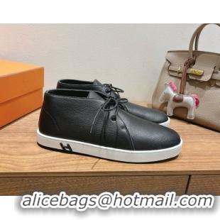 Top Design Hermes Klicker Sneakers in Grained Calfskin Black 2025 H251921