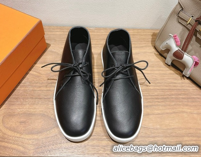 Top Design Hermes Klicker Sneakers in Grained Calfskin Black 2025 H251921