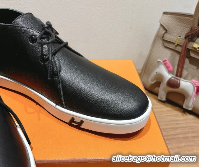 Top Design Hermes Klicker Sneakers in Grained Calfskin Black 2025 H251921
