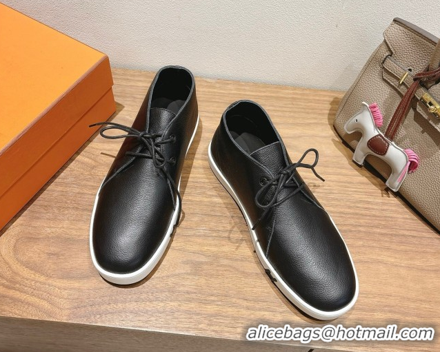 Top Design Hermes Klicker Sneakers in Grained Calfskin Black 2025 H251921