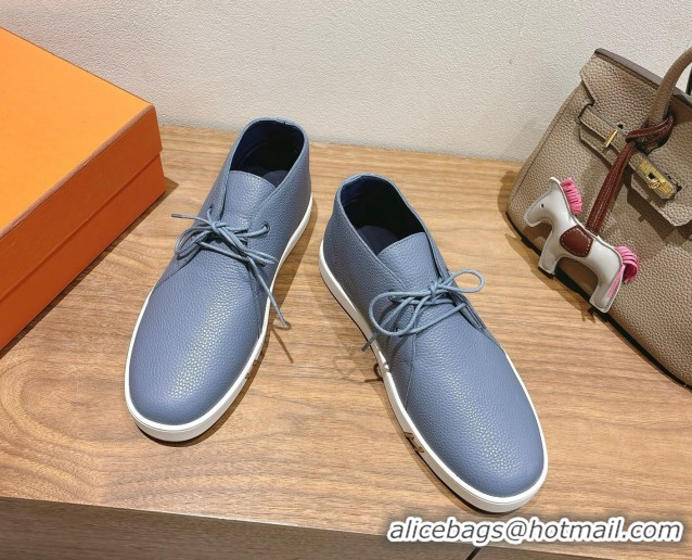 Best Product Hermes Klicker Sneakers in Grained Calfskin Blue 2025 H251921