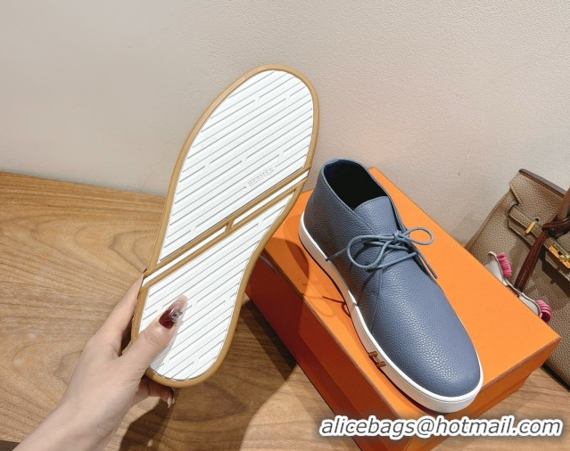 Best Product Hermes Klicker Sneakers in Grained Calfskin Blue 2025 H251921