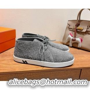 Shop Duplicate Hermes Klicker Sneakers in Fur Fiber Blue 2025 H251921