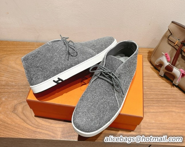 Shop Duplicate Hermes Klicker Sneakers in Fur Fiber Blue 2025 H251921