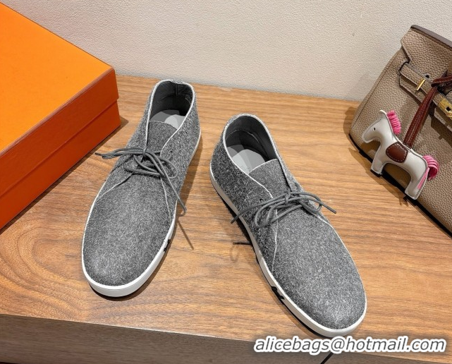Shop Duplicate Hermes Klicker Sneakers in Fur Fiber Blue 2025 H251921