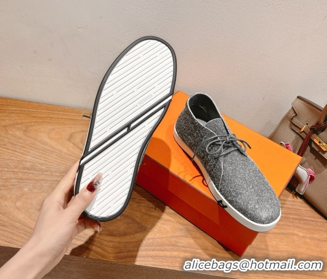 Shop Duplicate Hermes Klicker Sneakers in Fur Fiber Blue 2025 H251921