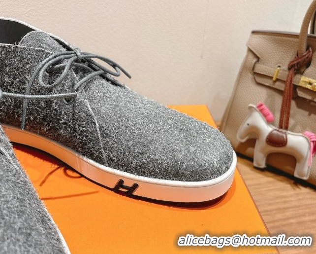 Shop Duplicate Hermes Klicker Sneakers in Fur Fiber Blue 2025 H251921