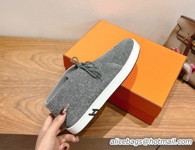Shop Duplicate Hermes Klicker Sneakers in Fur Fiber Blue 2025 H251921