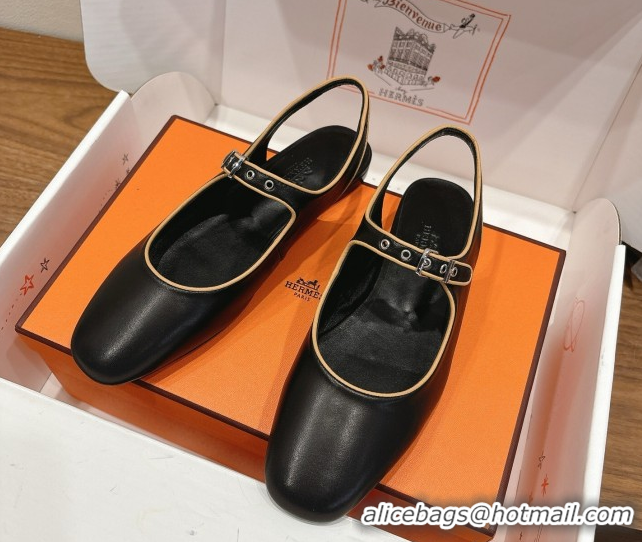 Durable Hermes Kleo slingbacks flat in Calfskin leather with 