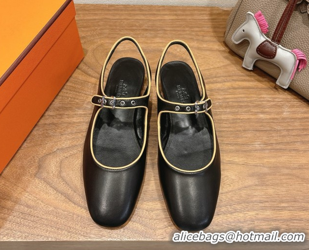 Durable Hermes Kleo slingbacks flat in Calfskin leather with 