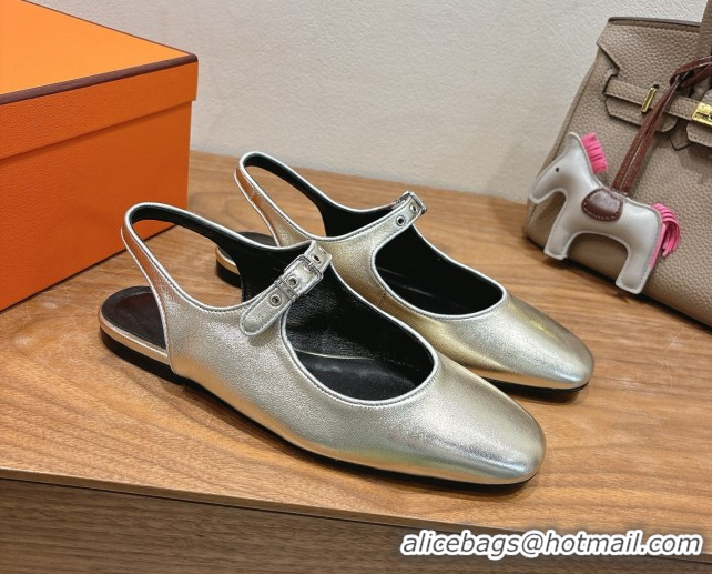 Luxury Cheap Hermes Kleo slingbacks flat in Calfskin leather with 