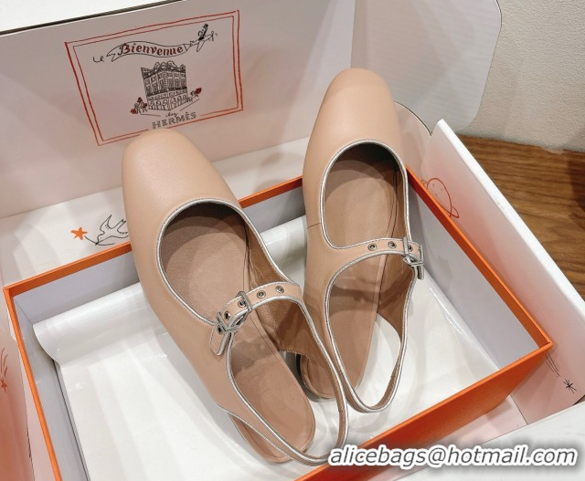 Luxury Hermes Kleo slingbacks flat in Calfskin leather with 