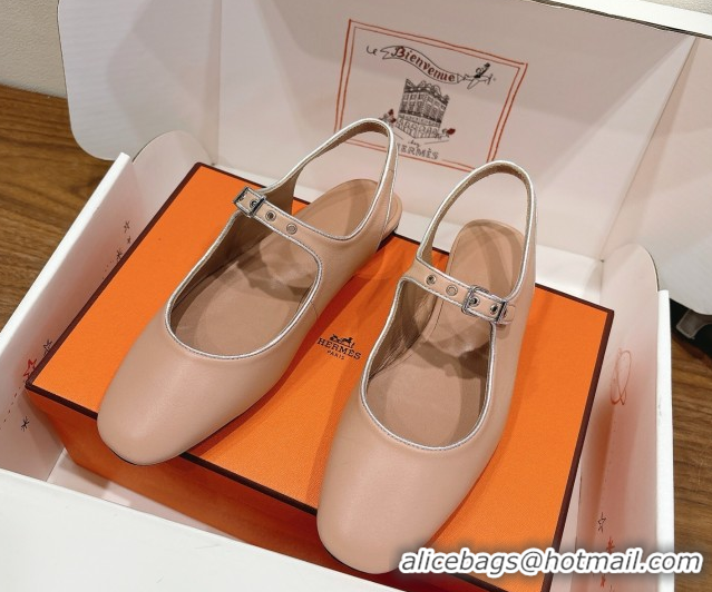 Luxury Hermes Kleo slingbacks flat in Calfskin leather with 