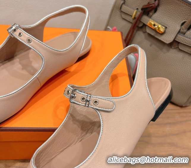 Luxury Hermes Kleo slingbacks flat in Calfskin leather with 