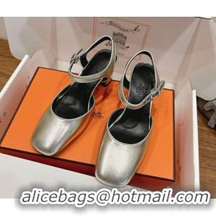 Cheap Hermes Kamilla Open Back Pumps 6cm with H Buckle Platine-Tone 2025 H251270