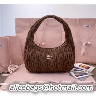 Big Discount Miu Miu Wander Matelasse Suede Hobo Bag 5BC183 Cocoa Brown 2025