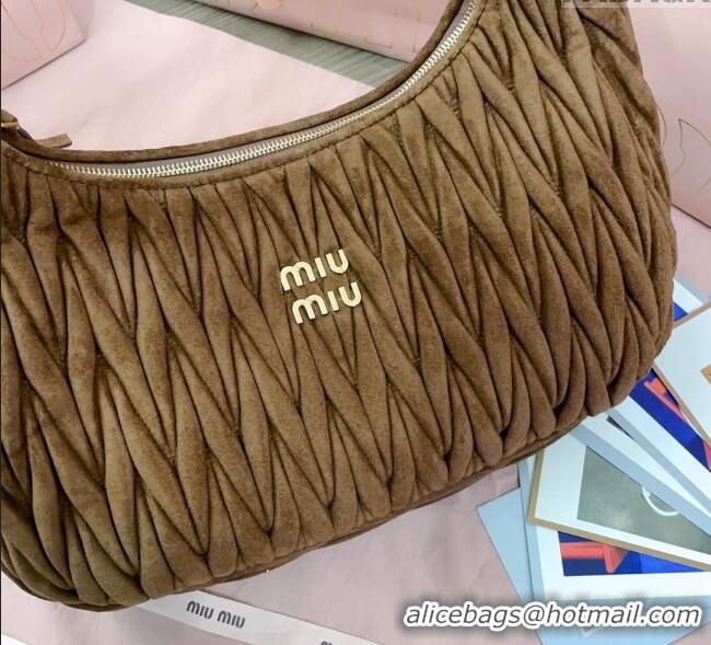 Big Discount Miu Miu Wander Matelasse Suede Hobo Bag 5BC183 Cocoa Brown 2025