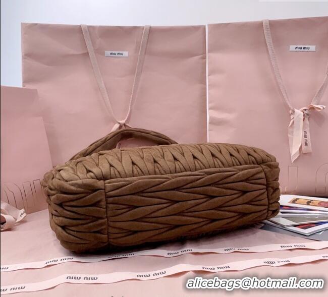 Big Discount Miu Miu Wander Matelasse Suede Hobo Bag 5BC183 Cocoa Brown 2025