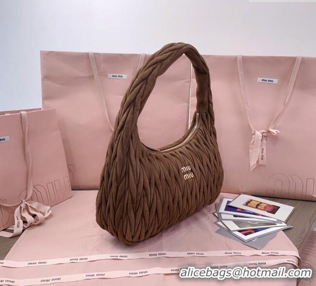 Big Discount Miu Miu Wander Matelasse Suede Hobo Bag 5BC183 Cocoa Brown 2025