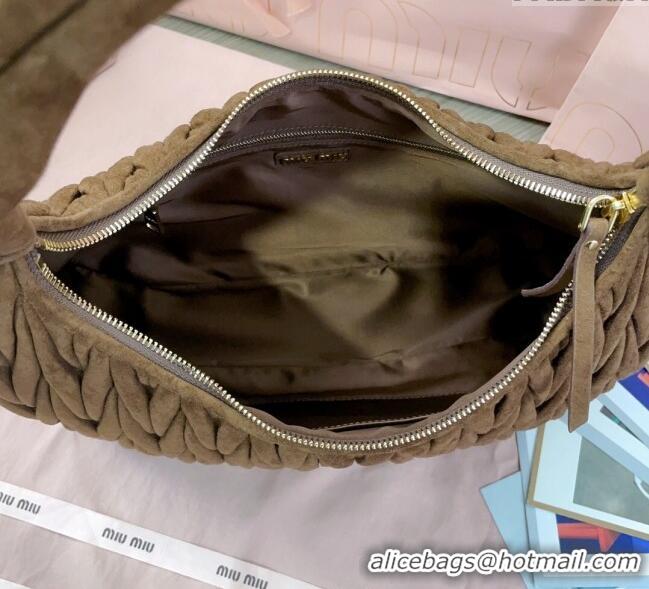 Big Discount Miu Miu Wander Matelasse Suede Hobo Bag 5BC183 Cocoa Brown 2025