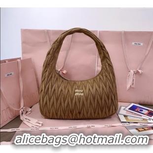 Best Quality Miu Miu Wander Matelasse Suede Hobo Bag 5BC183 Olive Green 2025