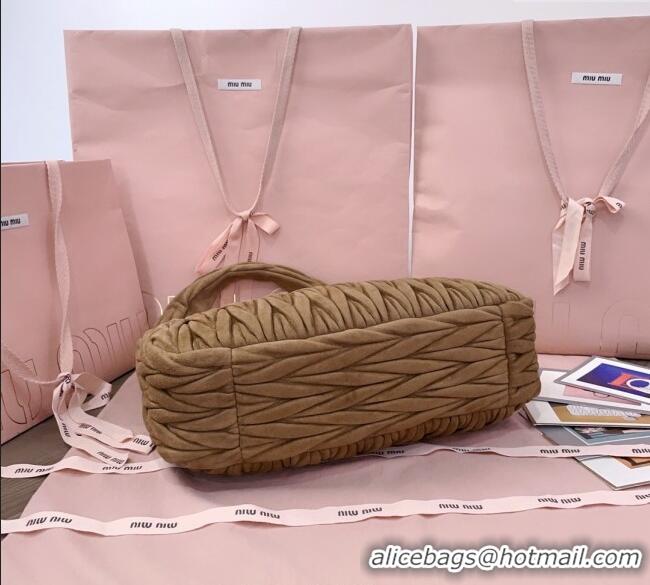 Best Quality Miu Miu Wander Matelasse Suede Hobo Bag 5BC183 Olive Green 2025