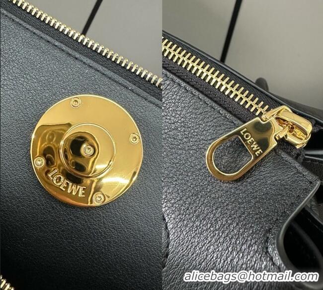 Top Quality Loewe Medium Madrid bag in supple calfskin 052451 Black 2025