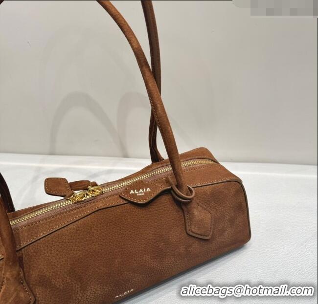Top Quality Alaia Le Tecket Medium Long Shoulder bag in Nubuck Leather 0802 Brown 2025