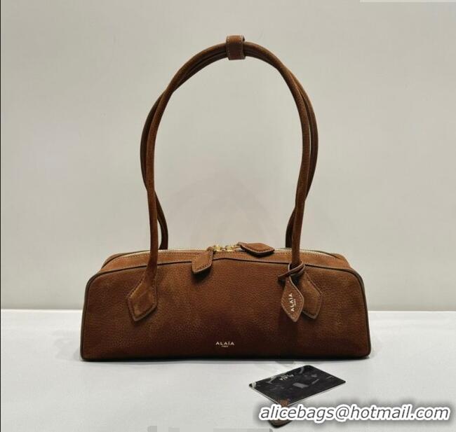 Top Quality Alaia Le Tecket Medium Long Shoulder bag in Nubuck Leather 0802 Brown 2025