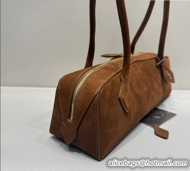 Top Quality Alaia Le Tecket Medium Long Shoulder bag in Nubuck Leather 0802 Brown 2025