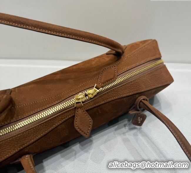 Top Quality Alaia Le Tecket Medium Long Shoulder bag in Nubuck Leather 0802 Brown 2025