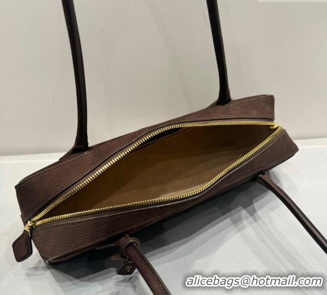 Original Cheap Alaia Le Tecket Medium Long Shoulder bag in Nubuck Leather 0802 Dark Coffee 2025