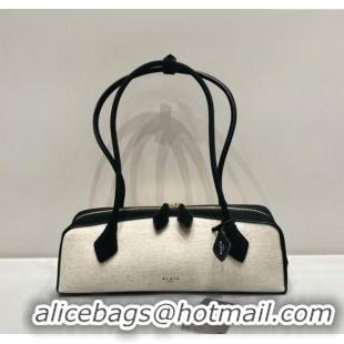 Classic Cheap Alaia Le Tecket Medium Long Shoulder bag in Canvas and Nubuck Leather 2064 Black 2025