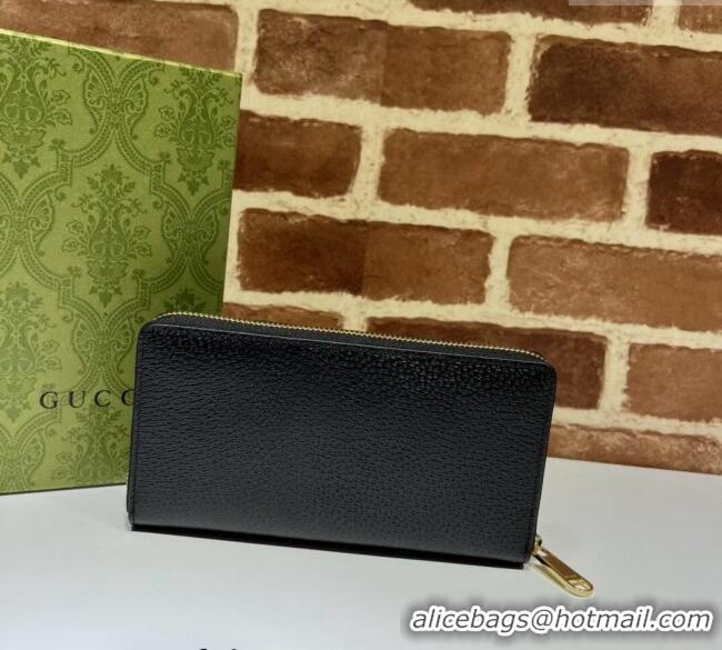 Inexpensive Gucci Horsebit Pig-Textured Leather Wallet 700484 Black 2023