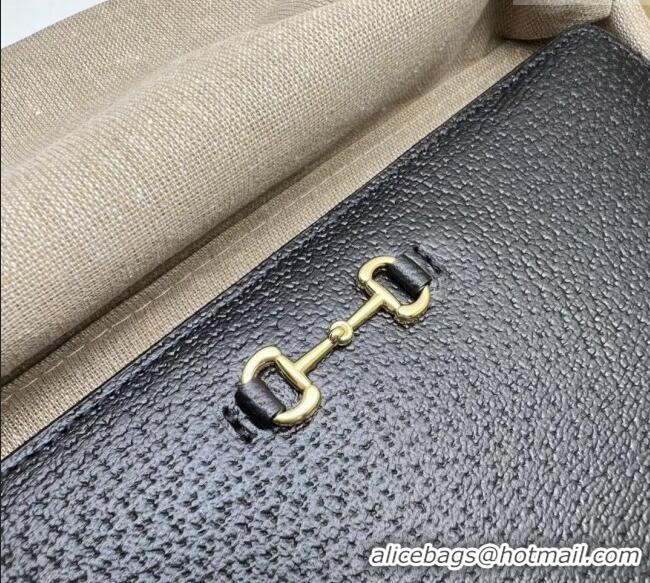 Inexpensive Gucci Horsebit Pig-Textured Leather Wallet 700484 Black 2023