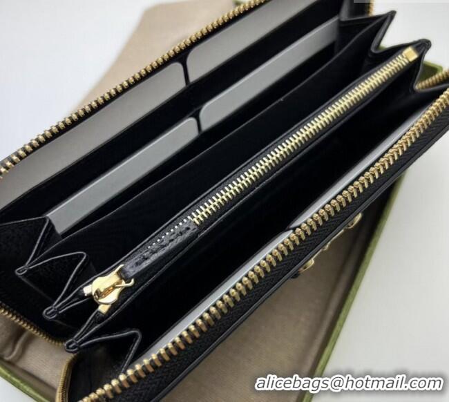 Inexpensive Gucci Horsebit Pig-Textured Leather Wallet 700484 Black 2023