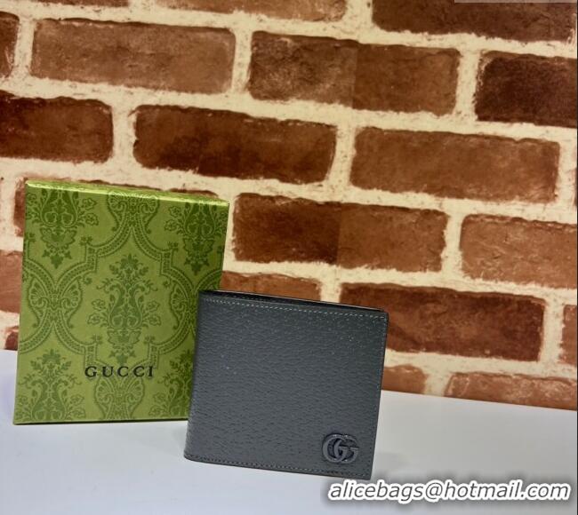 Luxury Discount Gucci GG Marmont Pig-Textured Leather Bi-fold Wallet 428726 Grey 2023