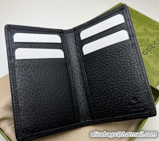 Top Grade Gucci Jumbo GG Canvas Card Case Wallet 739511 Black 2023