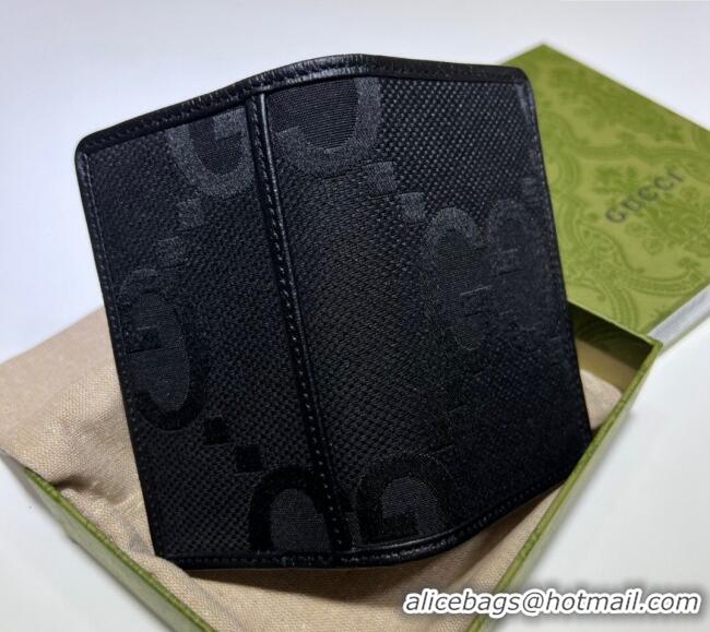Top Grade Gucci Jumbo GG Canvas Card Case Wallet 739511 Black 2023