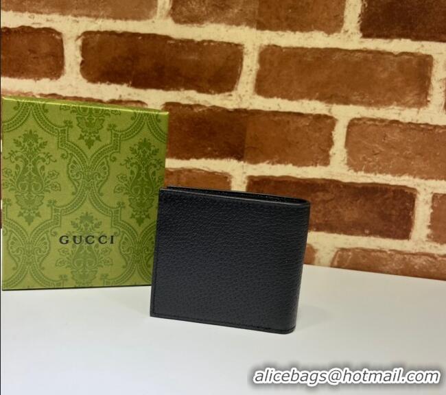 Good Taste Gucci Pig-Textured Leather Bi-fold Wallet with Horsebit 700462 Black 2023