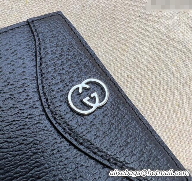 Top Design Gucci Pig-Textured Leather Bi-fold Wallet with Interlocking G 734997 Black 2023