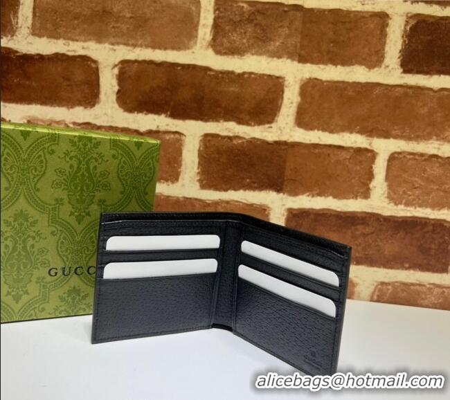 Top Design Gucci Pig-Textured Leather Bi-fold Wallet with Interlocking G 734997 Black 2023