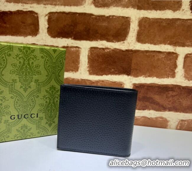 Low Cost Gucci Pig-Textured Leather Bi-fold Wallet with Interlocking G 734998 Black 2023