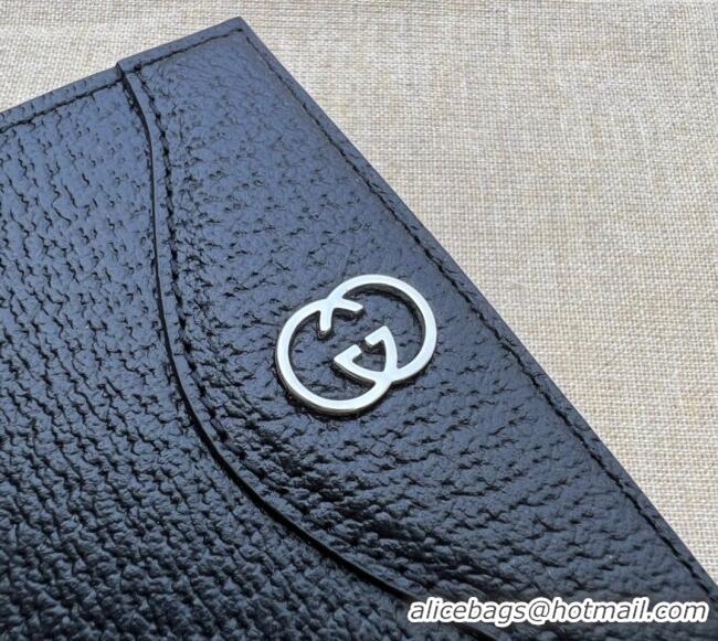 Low Cost Gucci Pig-Textured Leather Bi-fold Wallet with Interlocking G 734998 Black 2023