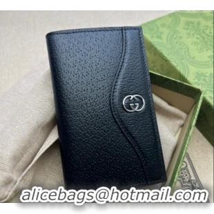 Luxury Cheap Gucci Pig-Textured Leather Bi-fold Wallet with Interlocking G 735004 Black 2023