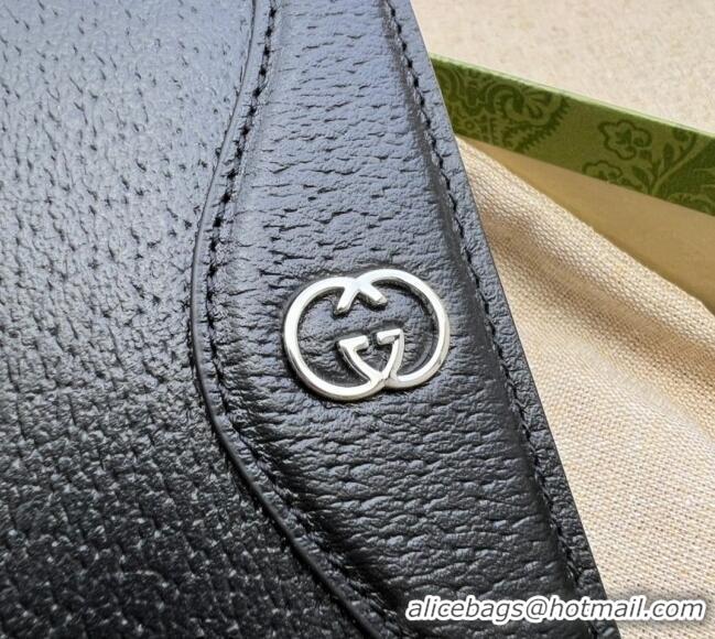 Luxury Cheap Gucci Pig-Textured Leather Bi-fold Wallet with Interlocking G 735004 Black 2023