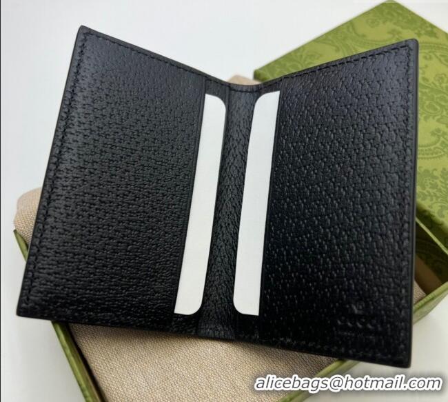 Top Quality Gucci Pig-Textured Leather Bi-fold Wallet with Interlocking G 735000 Black 2023