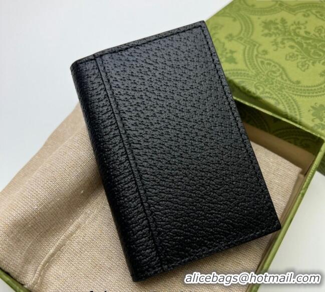 Top Quality Gucci Pig-Textured Leather Bi-fold Wallet with Interlocking G 735000 Black 2023