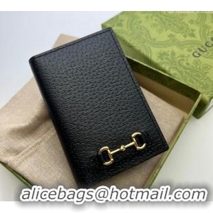 Buy Fashionable Gucci Pig-Textured Leather Bi-fold Wallet with Horsebit 703214 Black 2023