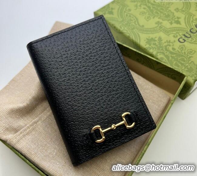 Buy Fashionable Gucci Pig-Textured Leather Bi-fold Wallet with Horsebit 703214 Black 2023